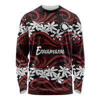 Personalised Cook Islands Atiu Enuamanu Long Sleeve Shirt Tiare Maori Polynesian Waves Tattoo
