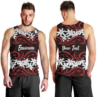 Personalised Cook Islands Atiu Enuamanu Men Tank Top Tiare Maori Polynesian Waves Tattoo