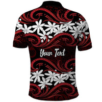 Personalised Cook Islands Atiu Enuamanu Polo Shirt Tiare Maori Polynesian Waves Tattoo
