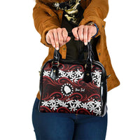 Personalised Cook Islands Atiu Enuamanu Shoulder Handbag Tiare Maori Polynesian Waves Tattoo