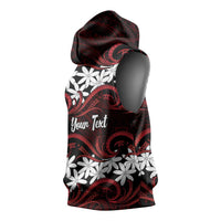 Personalised Cook Islands Atiu Enuamanu Sleeveless Hoodie Tiare Maori Polynesian Waves Tattoo