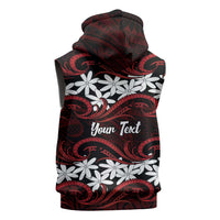 Personalised Cook Islands Atiu Enuamanu Sleeveless Zip Hoodie Tiare Maori Polynesian Waves Tattoo