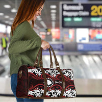 Personalised Cook Islands Atiu Enuamanu Travel Bag Tiare Maori Polynesian Waves Tattoo