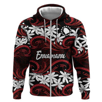 Personalised Cook Islands Atiu Enuamanu Zip Hoodie Tiare Maori Polynesian Waves Tattoo