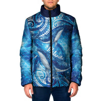 New Zealand Humpback Whale Matariki Padded Jacket Maori New Year Taniko Niho Taniwha LT14 Men Blue - Polynesian Pride