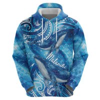 New Zealand Humpback Whale Matariki Zip Hoodie Maori New Year Taniko Niho Taniwha