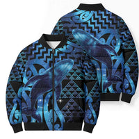 Humpback Whale Matariki New Zealand Bomber Puffer Jacket NZ Maori Paikea Poutama Luxury Blue LT14 - Polynesian Pride