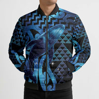 Humpback Whale Matariki New Zealand Bomber Puffer Jacket NZ Maori Paikea Poutama Luxury Blue LT14 - Polynesian Pride