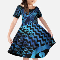 Humpback Whale Matariki New Zealand Family Matching Long Sleeve Bodycon Dress and Hawaiian Shirt NZ Maori Paikea Poutama Luxury Blue