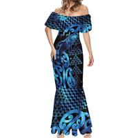 Humpback Whale Matariki New Zealand Mermaid Dress NZ Maori Paikea Poutama Luxury Blue
