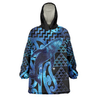 Humpback Whale Matariki New Zealand Wearable Blanket Hoodie NZ Maori Paikea Poutama Luxury Blue