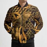 Humpback Whale Matariki New Zealand Bomber Puffer Jacket NZ Maori Paikea Poutama Luxury Gold