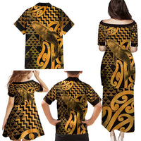 Humpback Whale Matariki New Zealand Family Matching Puletasi and Hawaiian Shirt NZ Maori Paikea Poutama Luxury Gold