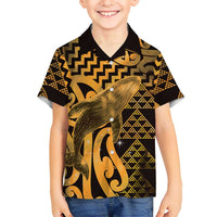 Humpback Whale Matariki New Zealand Hawaiian Shirt NZ Maori Paikea Poutama Luxury Gold