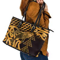 Humpback Whale Matariki New Zealand Leather Tote Bag NZ Maori Paikea Poutama Luxury Gold