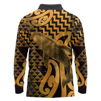 Humpback Whale Matariki New Zealand Long Sleeve Polo Shirt NZ Maori Paikea Poutama Luxury Gold