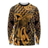 Humpback Whale Matariki New Zealand Long Sleeve Shirt NZ Maori Paikea Poutama Luxury Gold