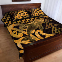Humpback Whale Matariki New Zealand Quilt Bed Set NZ Maori Paikea Poutama Luxury Gold