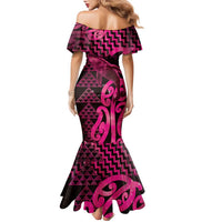 Humpback Whale Matariki New Zealand Family Matching Mermaid Dress and Hawaiian Shirt NZ Maori Paikea Poutama Luxury Pink