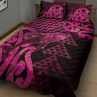 Humpback Whale Matariki New Zealand Quilt Bed Set NZ Maori Paikea Poutama Luxury Pink