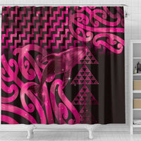 Humpback Whale Matariki New Zealand Shower Curtain NZ Maori Paikea Poutama Luxury Pink