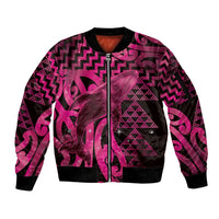 Humpback Whale Matariki New Zealand Sleeve Zip Bomber Jacket NZ Maori Paikea Poutama Luxury Pink