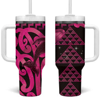 Humpback Whale Matariki New Zealand Tumbler With Handle NZ Maori Paikea Poutama Luxury Pink