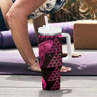 Humpback Whale Matariki New Zealand Tumbler With Handle NZ Maori Paikea Poutama Luxury Pink
