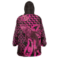 Humpback Whale Matariki New Zealand Wearable Blanket Hoodie NZ Maori Paikea Poutama Luxury Pink