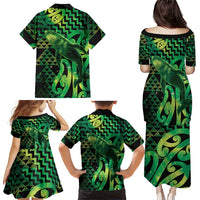 Humpback Whale Matariki New Zealand Family Matching Puletasi and Hawaiian Shirt NZ Maori Paikea Poutama Luxury Green