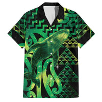 Humpback Whale Matariki New Zealand Family Matching Tank Maxi Dress and Hawaiian Shirt NZ Maori Paikea Poutama Luxury Green LT14 Dad's Shirt - Short Sleeve Green - Polynesian Pride
