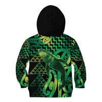 Humpback Whale Matariki New Zealand Kid Hoodie NZ Maori Paikea Poutama Luxury Green
