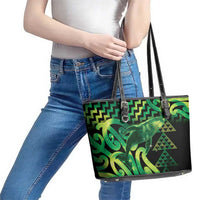 Humpback Whale Matariki New Zealand Leather Tote Bag NZ Maori Paikea Poutama Luxury Green