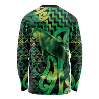 Humpback Whale Matariki New Zealand Long Sleeve Shirt NZ Maori Paikea Poutama Luxury Green