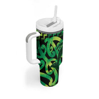 Humpback Whale Matariki New Zealand Tumbler With Handle NZ Maori Paikea Poutama Luxury Green