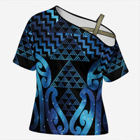 Taniko Motifs Matariki New Zealand Cross Shoulder Shirt NZ Niho Taniwha Poutama