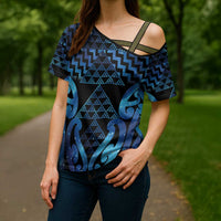 Taniko Motifs Matariki New Zealand Cross Shoulder Shirt NZ Niho Taniwha Poutama