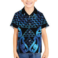 Taniko Motifs Matariki New Zealand Family Matching Off The Shoulder Long Sleeve Dress and Hawaiian Shirt NZ Niho Taniwha Poutama