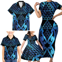 Taniko Motifs Matariki New Zealand Family Matching Short Sleeve Bodycon Dress and Hawaiian Shirt NZ Niho Taniwha Poutama