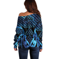 Taniko Motifs Matariki New Zealand Off Shoulder Sweater NZ Niho Taniwha Poutama LT14 - Polynesian Pride