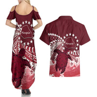 Cook Islands Mangaia Gospel Day Couples Matching Summer Maxi Dress and Hawaiian Shirt Polynesian Art With Sea Turtle LT14 - Polynesian Pride
