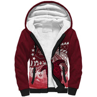 Cook Islands Mangaia Gospel Day Sherpa Hoodie Polynesian Art With Sea Turtle LT14 Unisex Maroon - Polynesian Pride