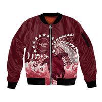 Cook Islands Mangaia Gospel Day Sleeve Zip Bomber Jacket Polynesian Art With Sea Turtle