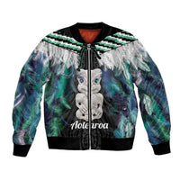 Aotearoa Korowai Motif Bomber Jacket Hei Tiki Poutama Maori Pattern
