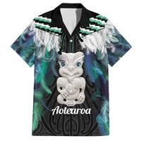 Aotearoa Korowai Motif Family Matching Short Sleeve Bodycon Dress and Hawaiian Shirt Hei Tiki Poutama Maori Pattern