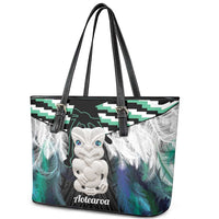 Aotearoa Korowai Motif Leather Tote Bag Hei Tiki Poutama Maori Pattern