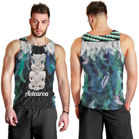 Aotearoa Korowai Motif Men Tank Top Hei Tiki Poutama Maori Pattern