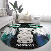 Aotearoa Korowai Motif Round Carpet Hei Tiki Poutama Maori Pattern
