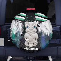 Aotearoa Korowai Motif Spare Tire Cover Hei Tiki Poutama Maori Pattern