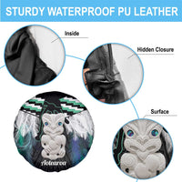 Aotearoa Korowai Motif Spare Tire Cover Hei Tiki Poutama Maori Pattern